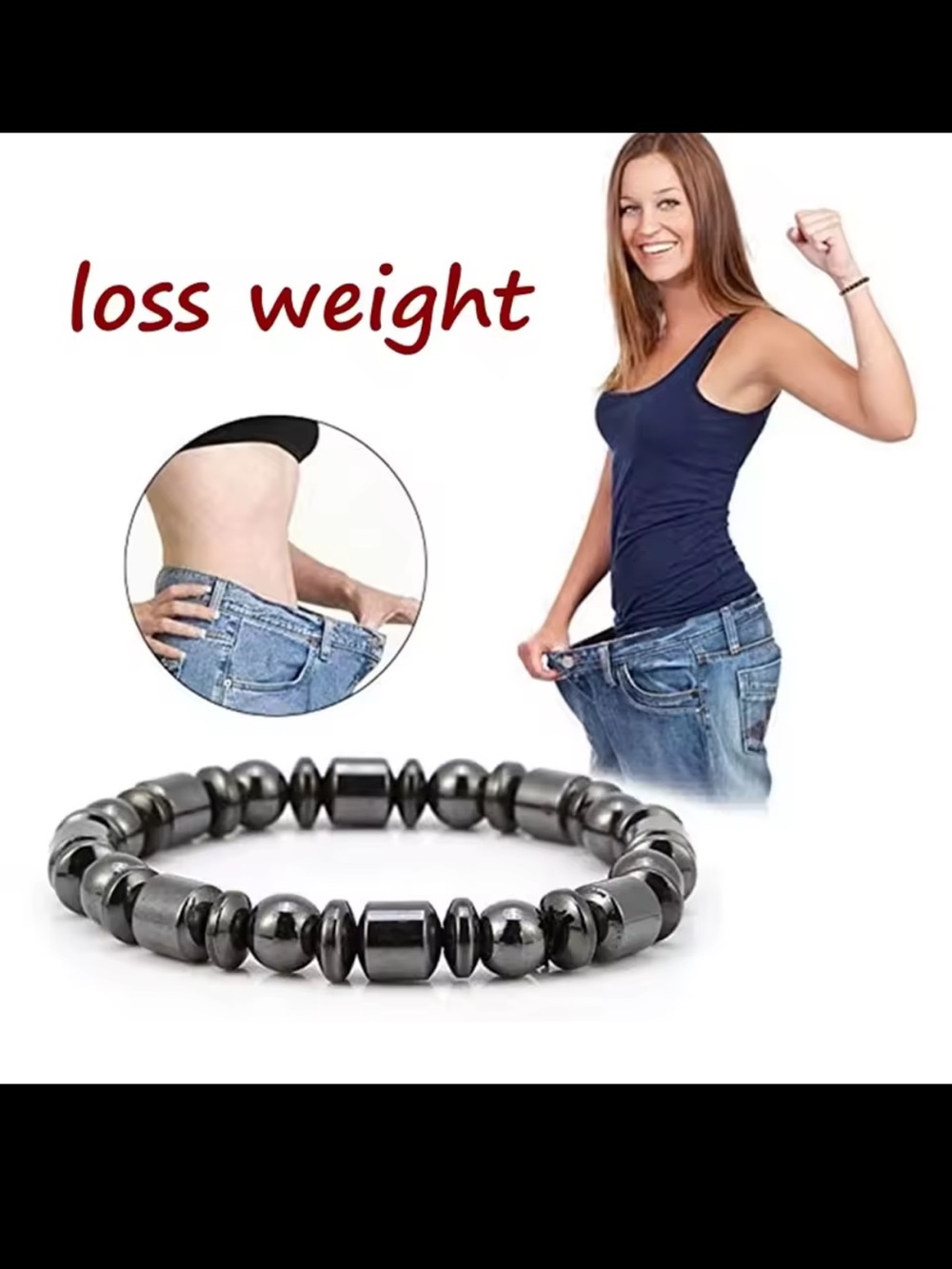 Hematite Bead Stretch Bracelet - Black Magnetic Wellness Jewelry